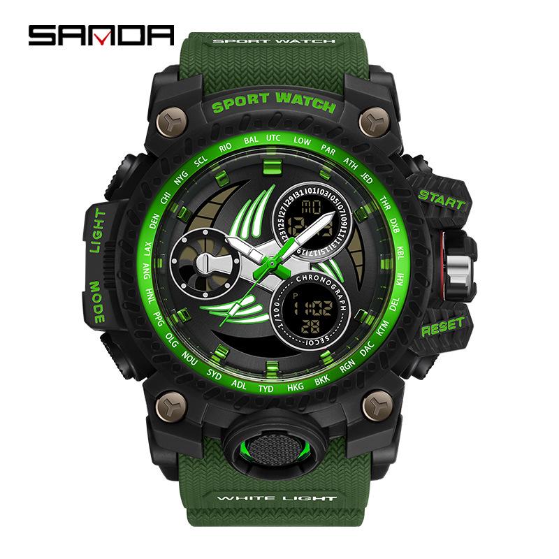 Sanda New Style Youth Luminous Waterproof Men s Shockproof Electronic Watch with Alarm.