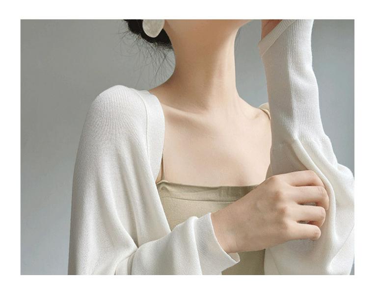 Dámský francouzský zkrácený kardigan z ledového hedvábí, šál na ochranu před sluncem, svrchní oblečení na jaro/podzim, 2024