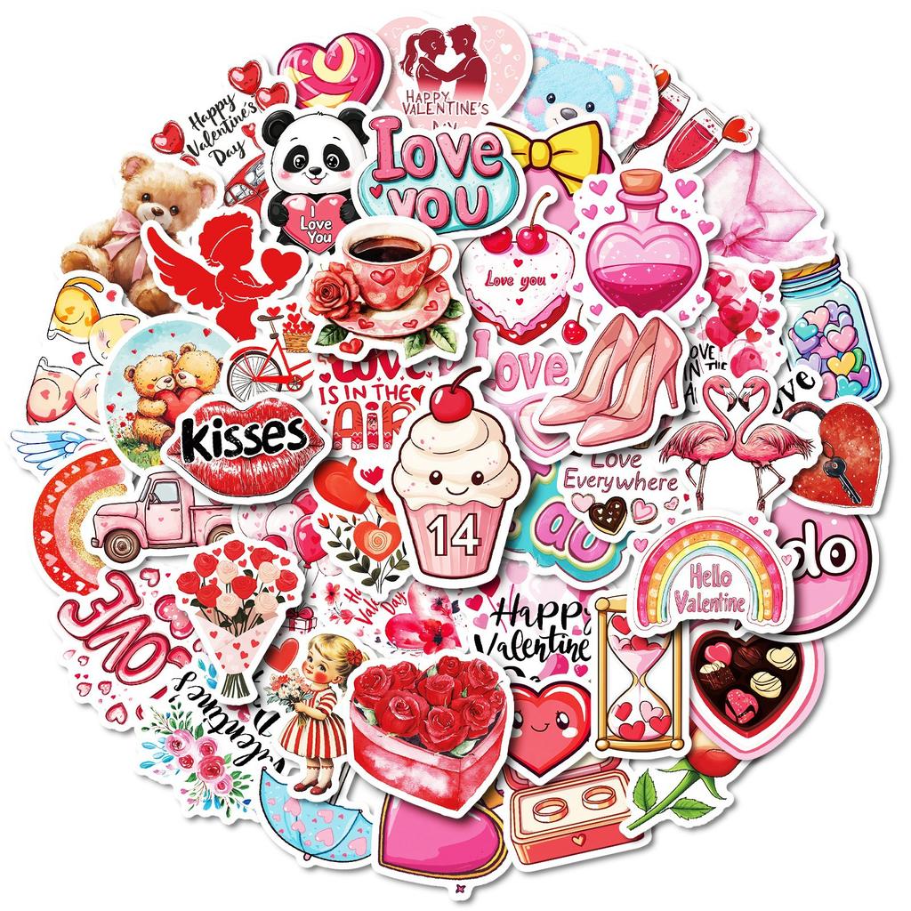 50 Valentine's Day Series Graffiti Waterproof Stickers Mobile Phone Case Skateboard Notebook Stickers