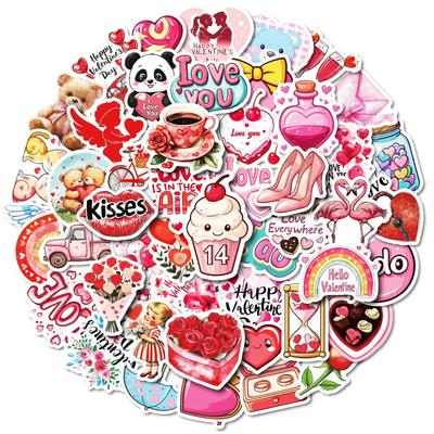 50 Autocollants Graffiti Imperméables Série Saint-Valentin Étui de Téléphone Portable Skateboard Autocollants pour Cahier