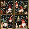 Indoor Window Art Christmas Gnome Cling, Waterproof Snowflake Glass Decal, PVC Decals Faceless Dwarf Static Sticker for Holiday Decoration Winter Home