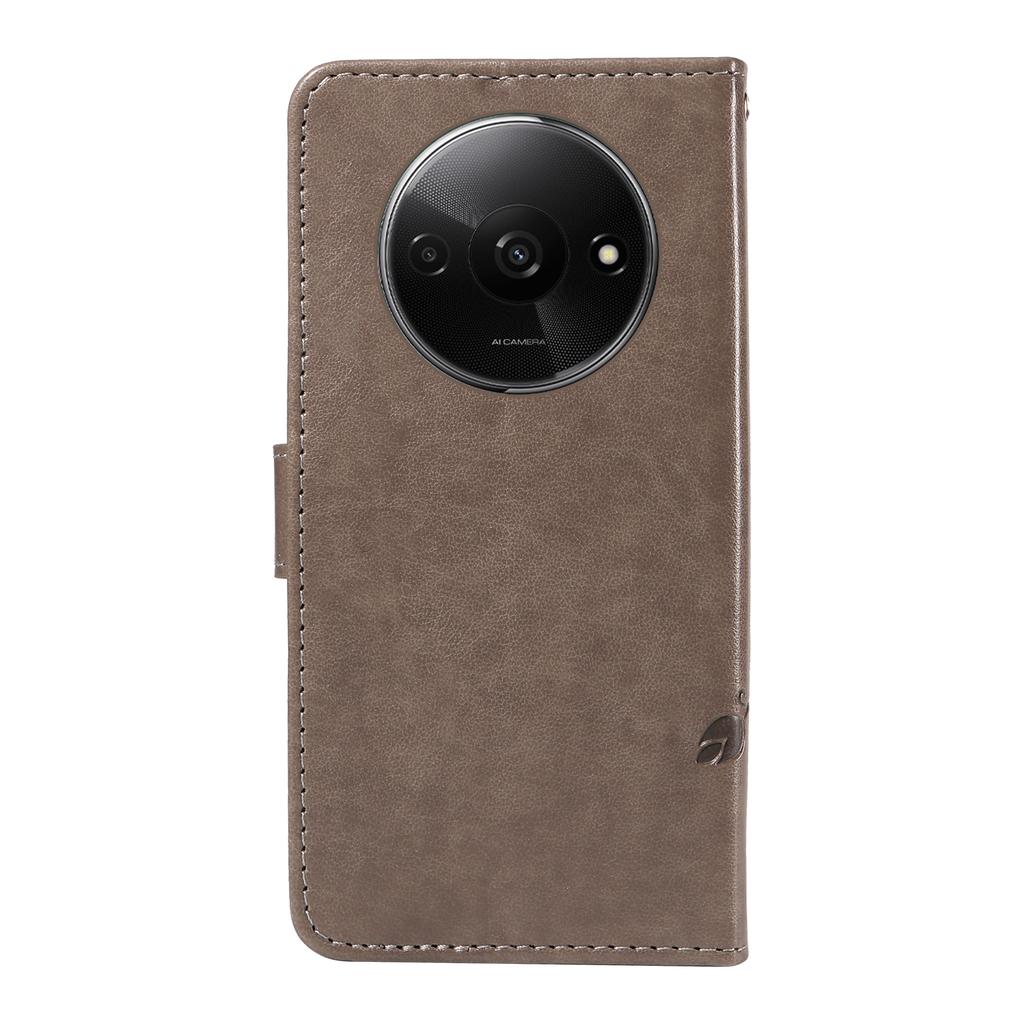For Xiaomi Redmi A3/Poco C61 4G PU Leather Cases Flower Pattern Wallet Stand Phone Cover with Strap