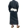 Kyoto Kimono Yuzen Men's Two-Piece Yukata Set, Black Shijira Weave Cotton, One-Touch Square Obi, Ink Black (Vertical Stripes), Size M