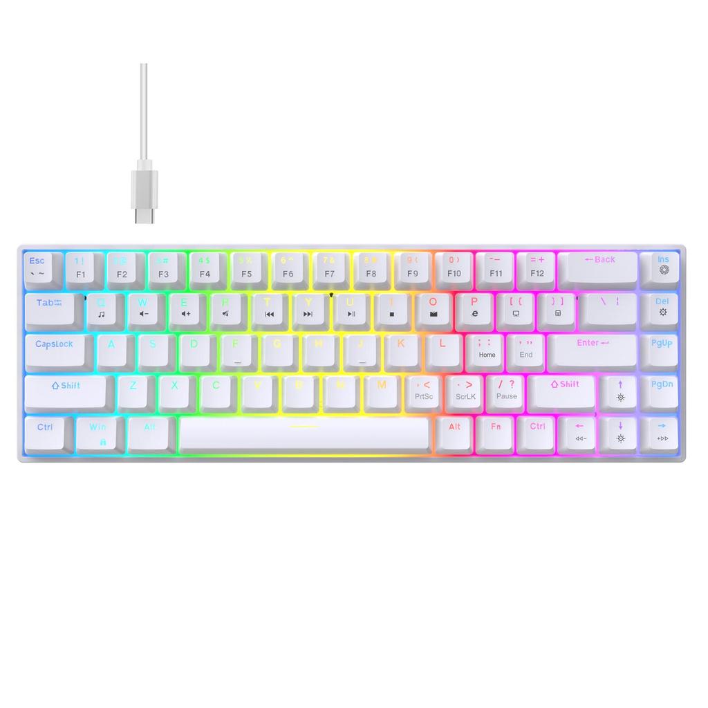 68 Keys Wired Mechanical Keyboard RGB Backlit Hot-Swappable Compact Design for   Gaming