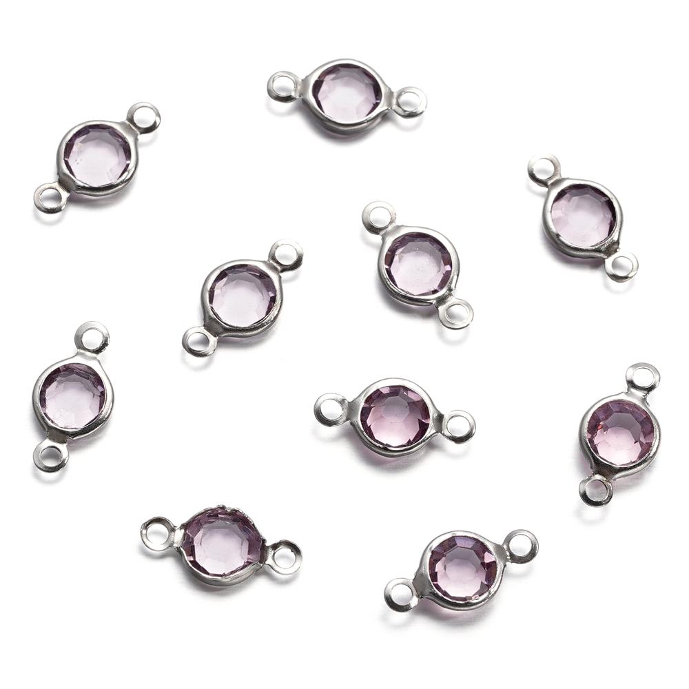 10pcs/lot Stainless Steel Crystal Round Double Ring Pendants for DIY Bracelet Necklace Beads Jewelry Making Accessories
