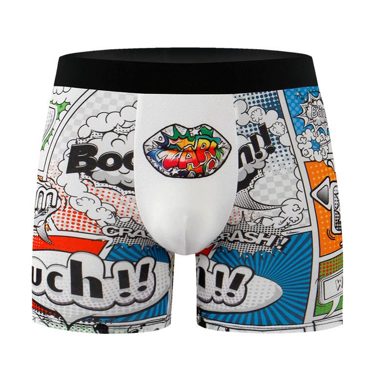 Men's Plus Size Graffiti Print Boxer Briefs - European & American Style