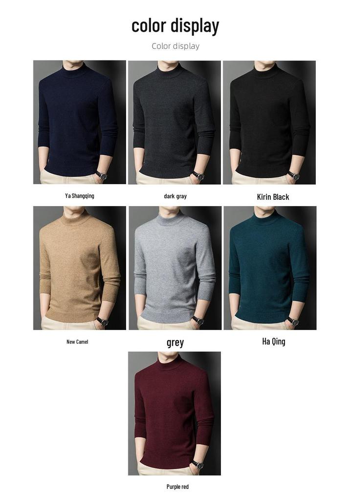 Men's High Neck Wool Sweater - Warm, Versatile Knitwear for Autumn & Winter