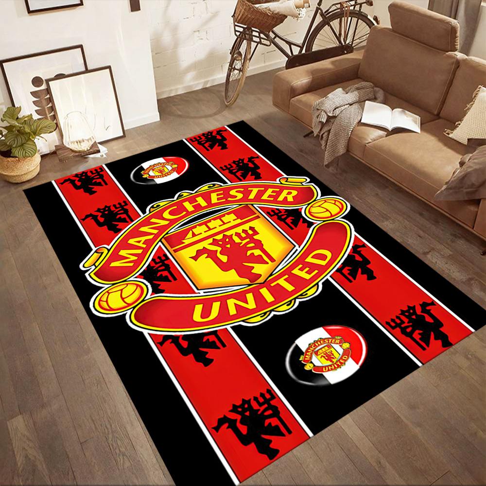 Manchester Logo Square rugs are a great choice for living rooms, bedrooms, home décor, and as gifts.