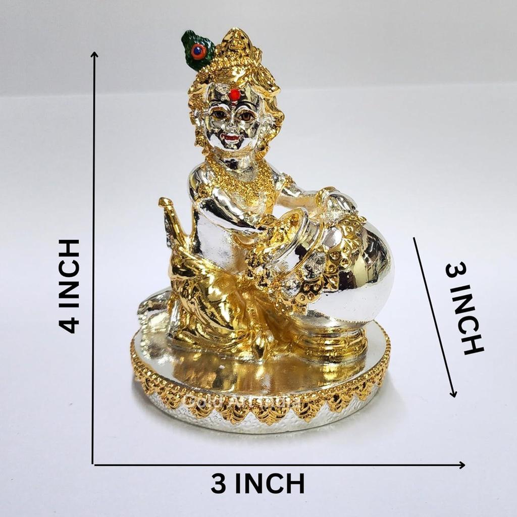 Makhan Krishna Krishna Idol for Home Decor| Laddu Gopal Murti for Gifting | Small Krishnaji Statue for Office Desk | Makhan Chor Idol |