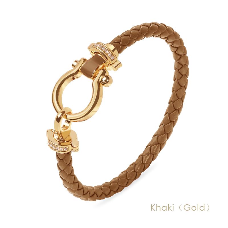 MOONLIGHT Women's Classic Horseshoe Shape Bracelet Genuine Braided Leather Bracelet Female Jewelry Present 11 Colors