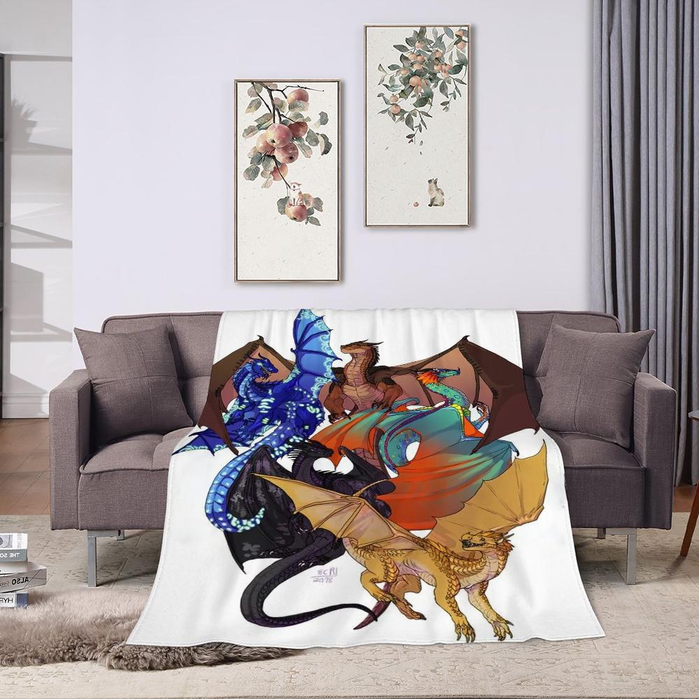 Wings Of Fire Plaid Blanket Halloween Double Bed Blankets for Decorative Sofa Fluffy Soft Blankets and Bedspreads Cobija Anime