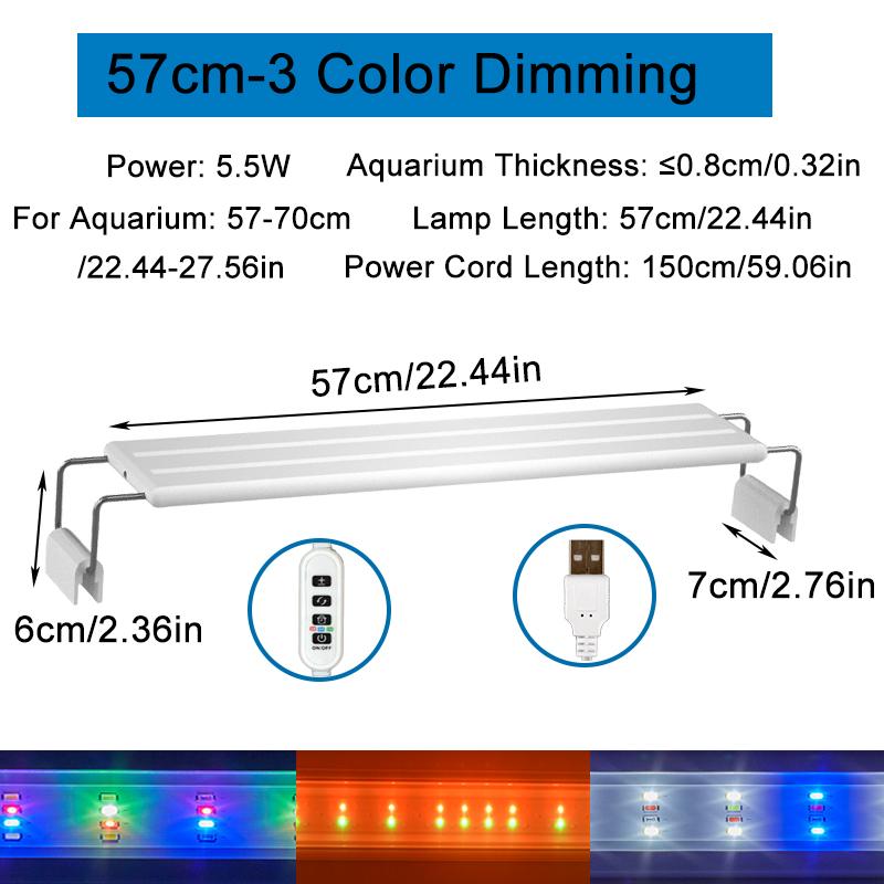 USB Fish Tank Clip Light, Dimmable Color, LED Aquarium Light for Aquatic Plant Grow Landscapes Decoration with Timer Function