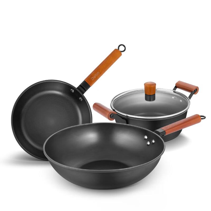 Debo DEP-699 Franklin 3-Piece Cookware Set Wok 32cm, Soup Pot 24cm, Frying Pan 24cm