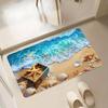 Vacation Style Beach Doormat Beach Shells Starfish Ocean Wave Pattern Carpet Soft Floor Mat Bedroom Entrance Rug  Door Mat