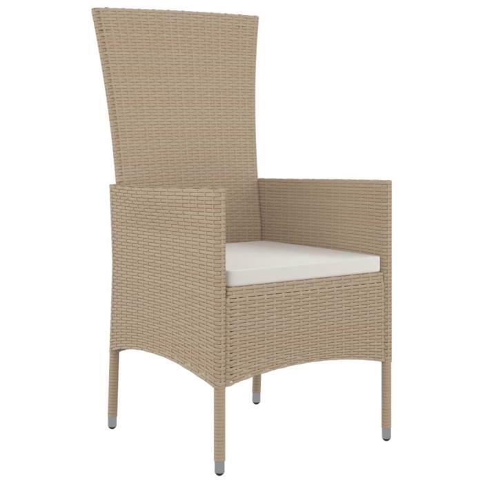 VidaXL Chaises de jardin avec coussins 4 pcs Résine tressée Beige 319533