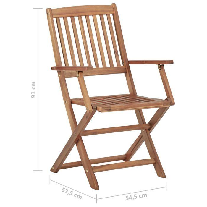 Chaises de jardin pliables en bois d'acacia massif - VidaXL - Lot de 6 - Brun - Extérieur