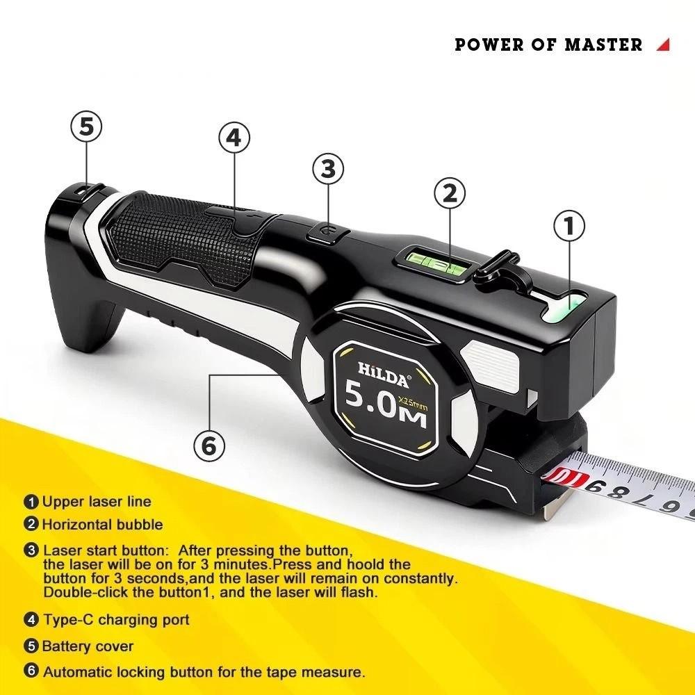 Rechargeable Laser Tape Measure Sturdy Construction Laser Rangefinder  For Builder