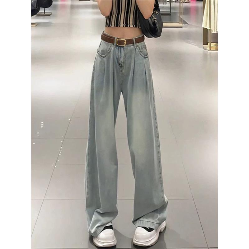 

Women s High-Waisted Wide-Leg White Jeans - Velvet Lined for Autumn/Winter, Long, Slimming Fit for Tall Figures. M