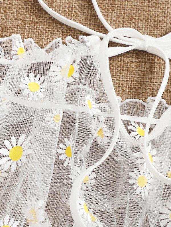 European and American Sexy Mesh See-Through Lingerie Set - 3 Pieces