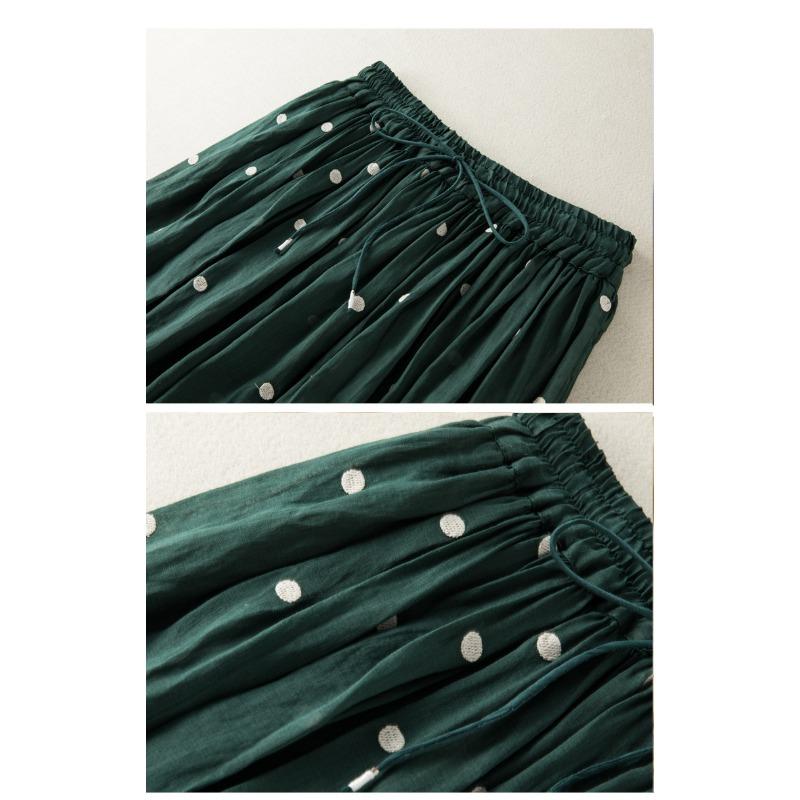 Skirt Woman Slim Pleated Skirt Retro Elastic Waist Plus Size Long Skirt Woman