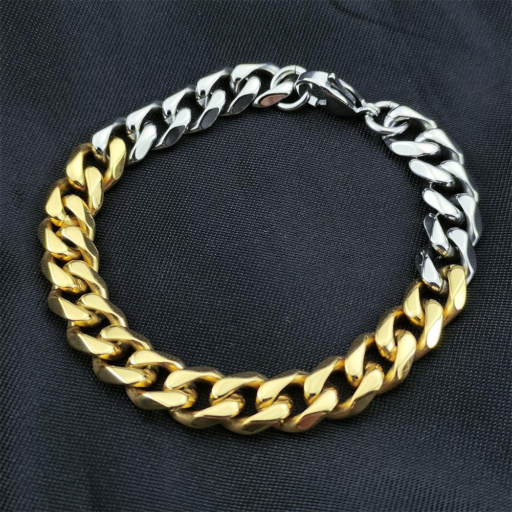 New 316L Stainless Steel Primary Color and Gold Dual Hip Hop Bracelet Anklet