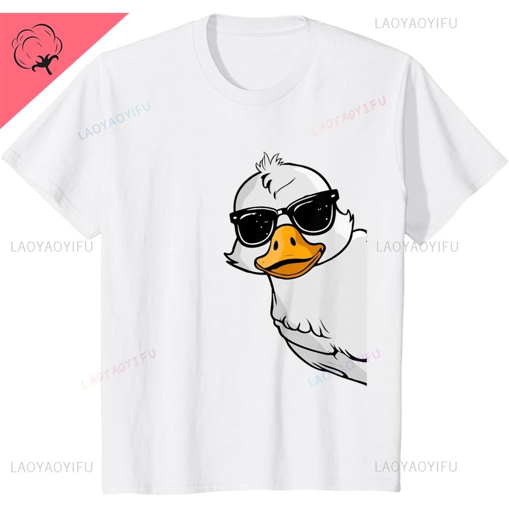 Cool Duck With Sunglasses Ducks Lover Peking Duck Tshirt Breathable And Comfortable Harajuku Printed Tshirt Ropa Hombre