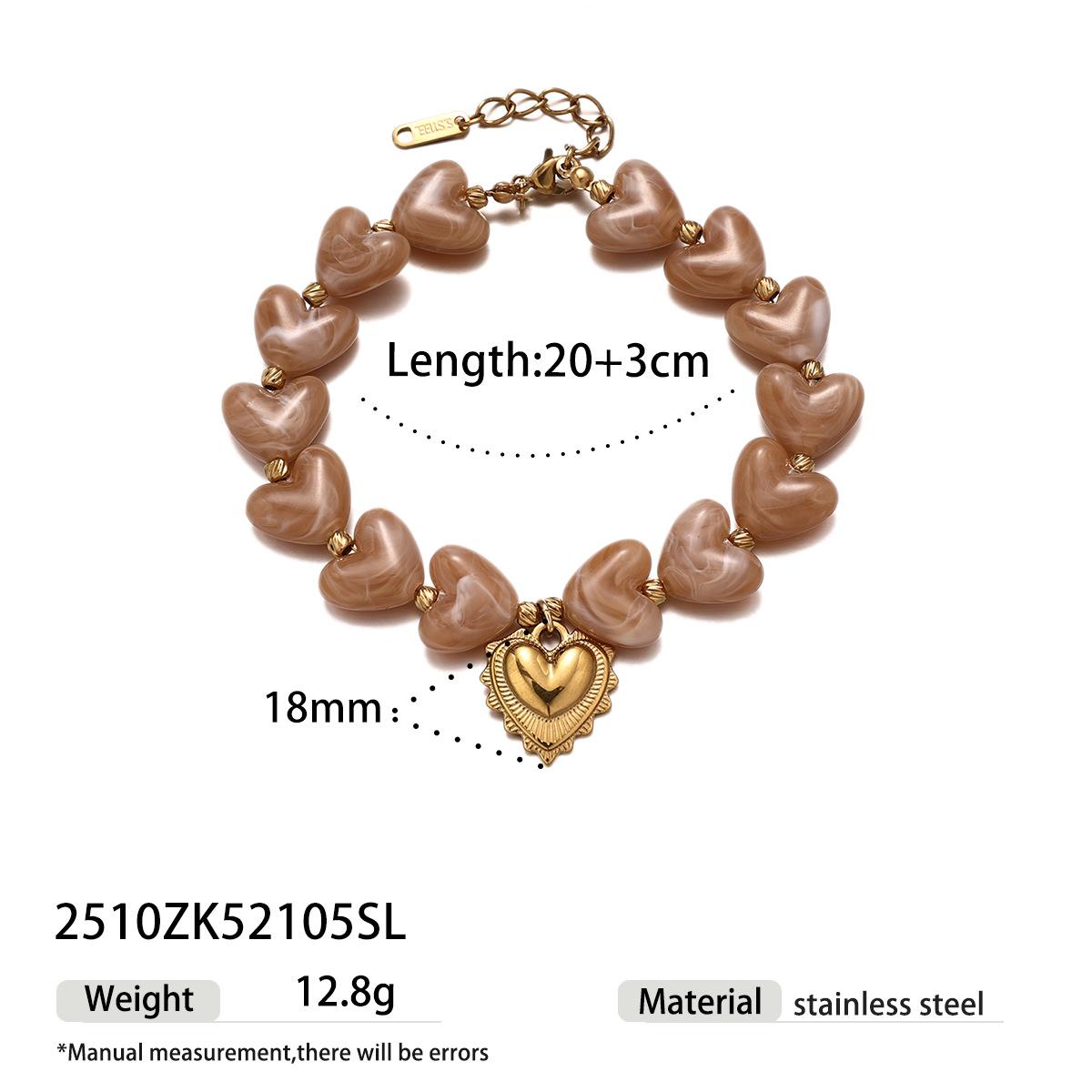 European American Stainless Steel Heart Shape Necklace Pendant Light Luxury Niche Sweater Chain Love Beaded Women