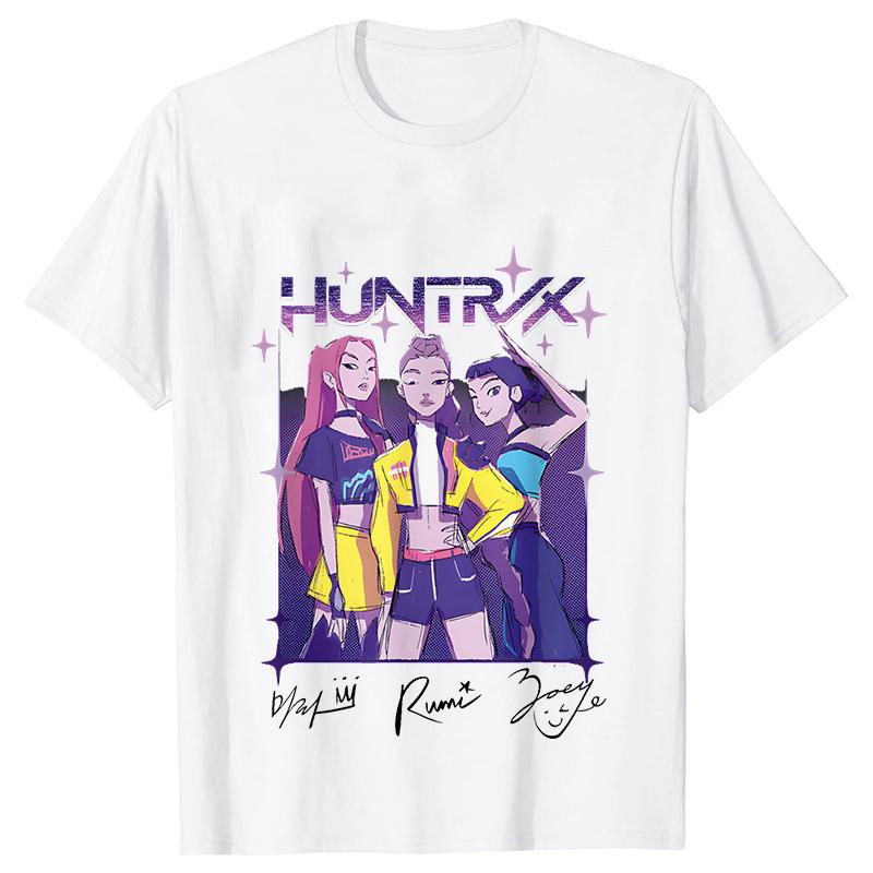 

Модная летняя футболка для корейских женщин, одежда Kpop, футболка с графикой Demon Hunter Huntrx для женщин, повседневная футболка с коротким рукавом S