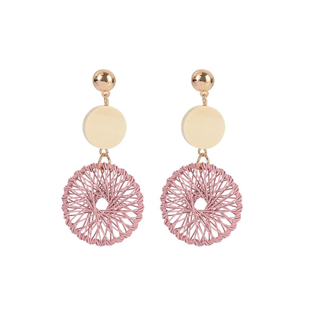 2025 New Korean Style Luxury Simple Big Round Hollow Mesh Drop Earrings for Women Fashion Jewelry Gifts