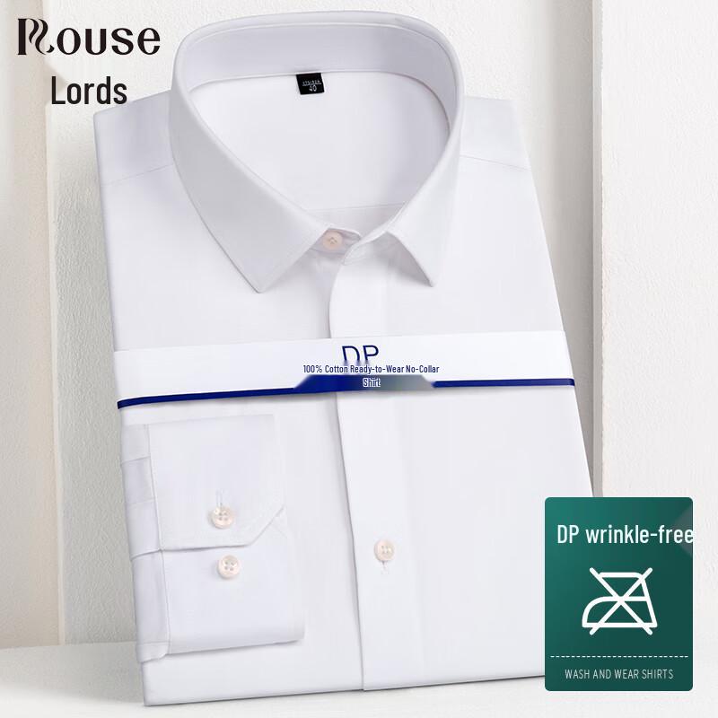 

Мужская рубашка Luozi DP с защитой от складок, 100% хлопок, Business Casual, с длинным рукавом 42