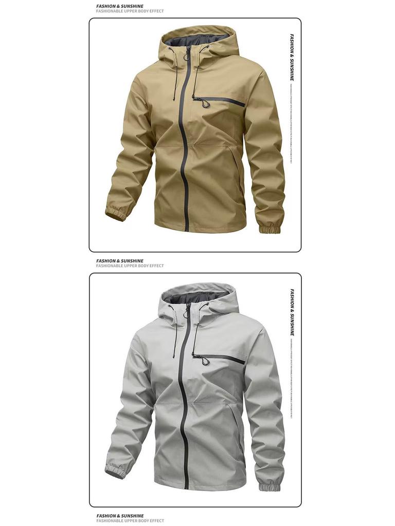 Coupe-vent imperméable à capuche pour homme: Veste décontractée polyvalente printemps/automne