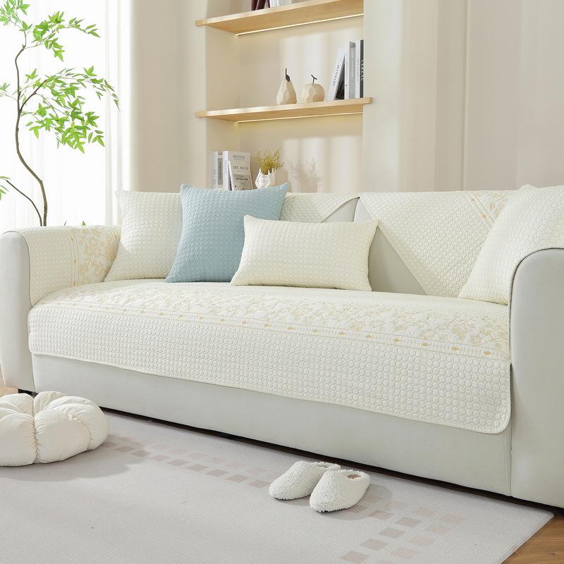 Pure Cotton Sofa Cushion for All Seasons, Fabric Art, Pure Cotton, Modern Non-slip Solid Wood Sofa Cover, Backrest Towel