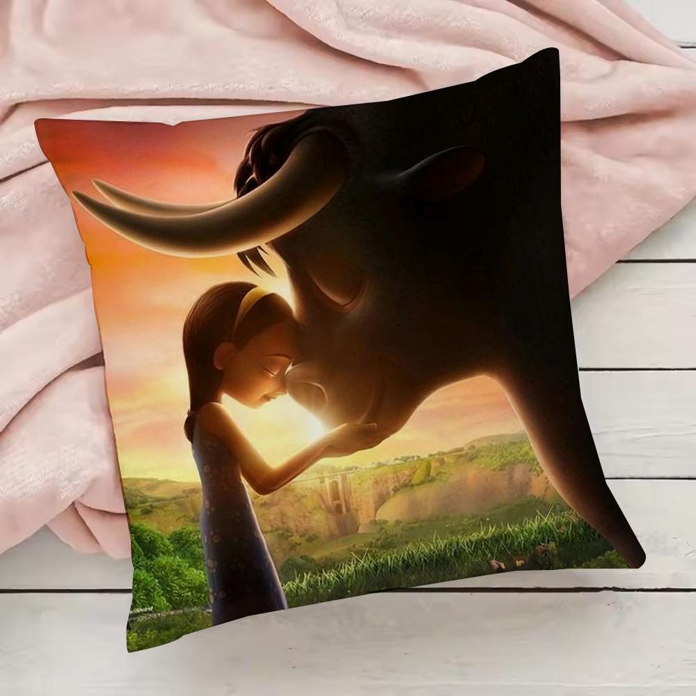 Niedlicher Cartoon Ferdinand Kissenbezug Kissenbezug Anti-Hausstaubmilben Kissen Unsichtbarer Reißverschluss seidiger kurzer Plüsch Sofakissenbezug