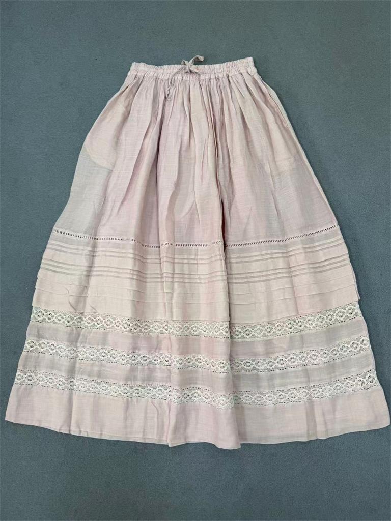 Johnature Gonne da Donna Casual Versatili a Vita Lassa a Gamba Larga, Colore Unito, Pieghe, Inserti in Pizzo, Primavera Estate