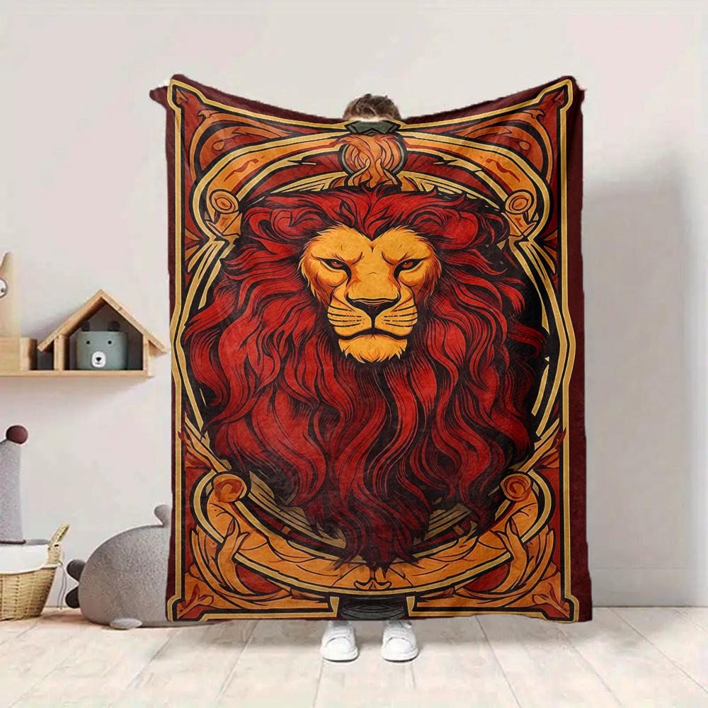 1PC Lion Art Blanket Soft Warm All Season Throw for Sofa, Bed, Car, Office Vibrant Colorful Design, Durable & Cozy Gift