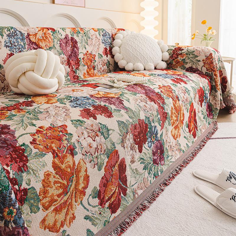 Ethnic Style Sofa Cover Blanket All Cover Geometric Floral Pattern Jacquard Sofa Cover Upholstered Sofa Seat Covers S074