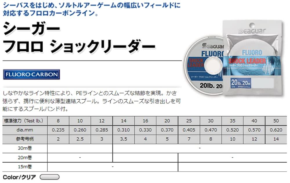 Seaguar Leader Seaguar Fluoroshock Leader 20m 16lb Clear