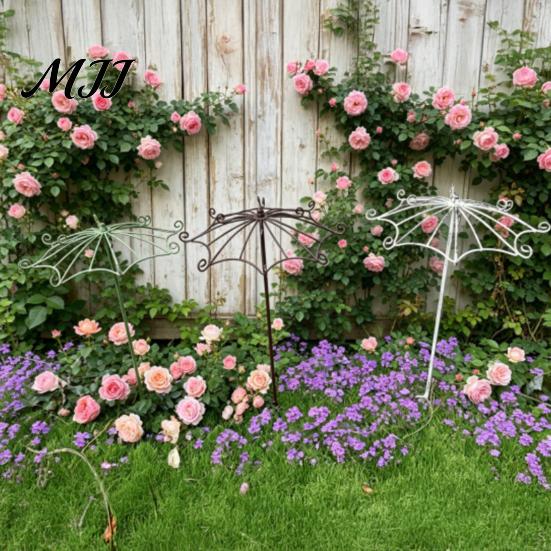 Elegant Trellis for Planters Vintage Umbrella Garden Trellis, Metal Climbing Plant Support, Shape Decorative Stand Terrace Vines Roses Clematis,