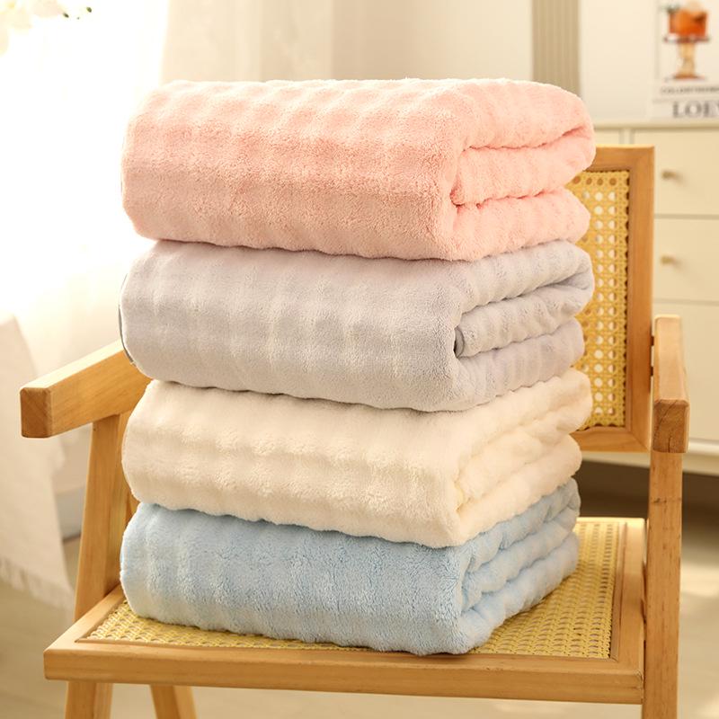 Quick-Dry Coral Fleece Bath Towel - Soft, Absorbent, Thickened for Home & Beach