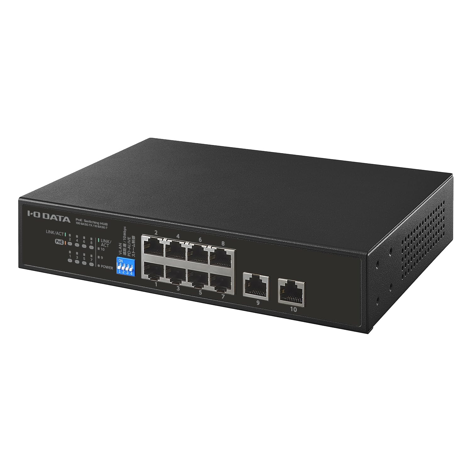 

Концентратор IODATA PoE, 10 портів, сумісний з L2, некерований гігабіт, сумісний, 120 Вт Джерело живлення Uplink Джерело живлення Настінна IP-камера Японський виробник чорний