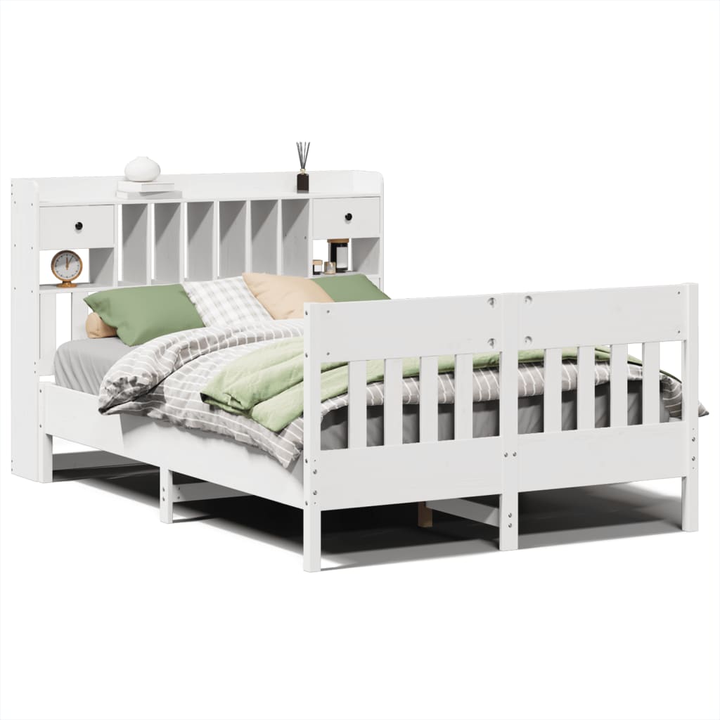 Solid Wood Bed Without Mattress White 140 X 190 Cm Pine Wood