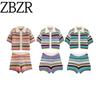 Zbzr Spring New Women Clothes Western Style Fashion Crocheted Lapel Short Sleeve Loose Top High Waist Shorts Set
