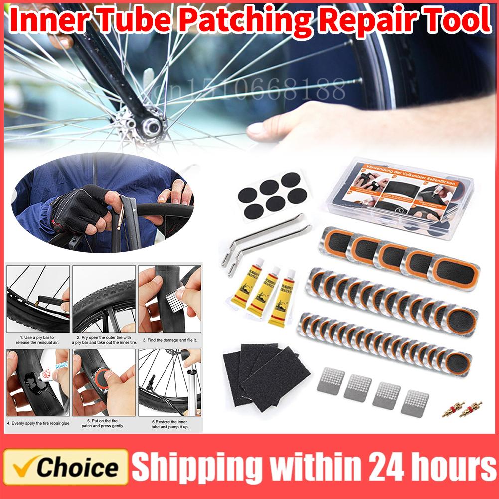 Fahrrad Schlauchflickzeug Tragbares Reifenreparatur Gummi Flicken Kleber Set Schnelltrocknend MTB Rennrad Schlauch Lochflicken Werkzeuge