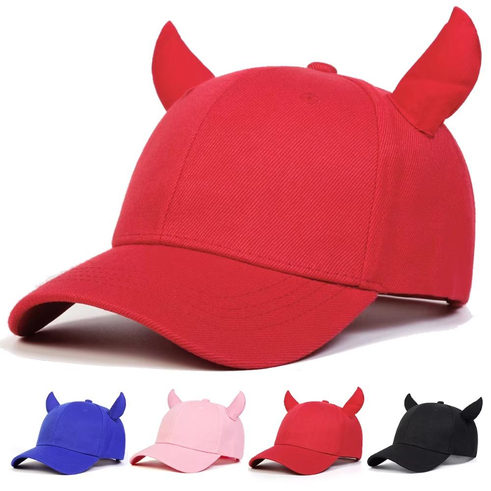 

Adjustable Bull Horn Baseball Caps Cute Cow Horn Hip-hop Hats Fashion Sun Hat Outdoor червоний