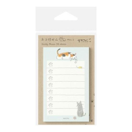 Midori Sticky Notes Task Paper Cat Pattern Green