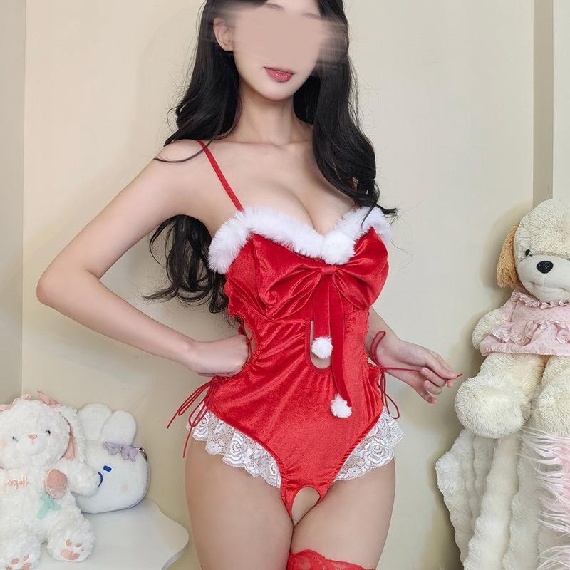 Fun underwear Christmas uniform set Small breasts show big sexy new one-piece battle robe Autumn and winter temptation