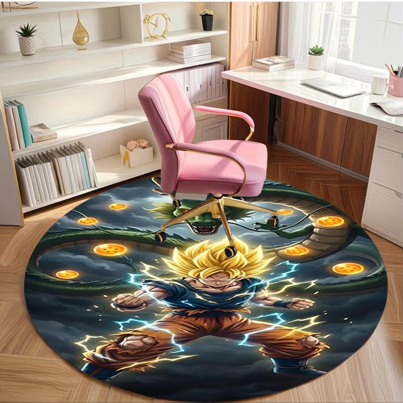 DRAGON BALL Print Round Rug, Washable Floor Carpet, For Entryway Dorm Laundry Room Office Study, Home Decor Birthday Christmas Gift
