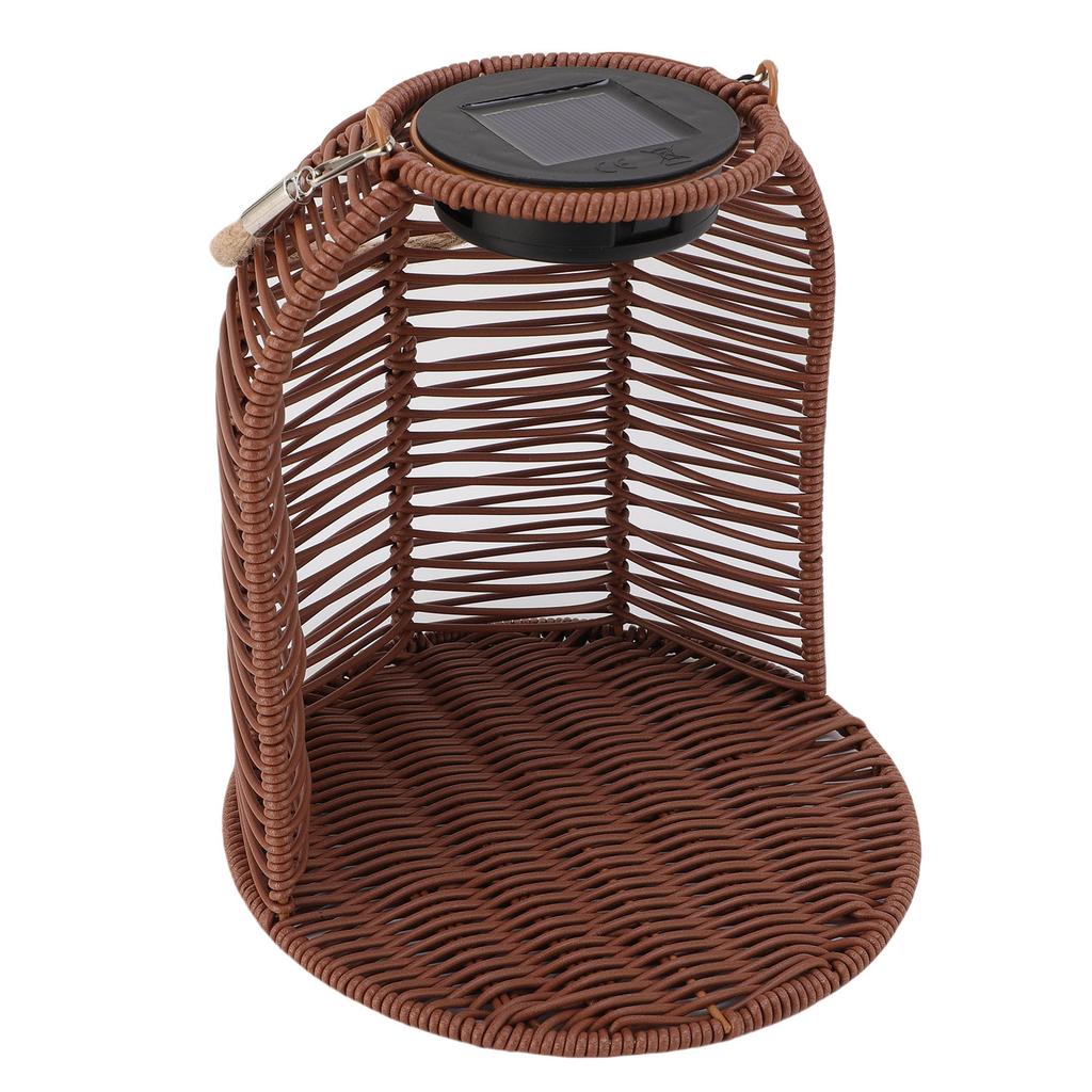Hanging Planter with LED Solar Light Water Proof PC Rattan Basket Hanging Lantern Flower Pot for Garden Yard Decoration