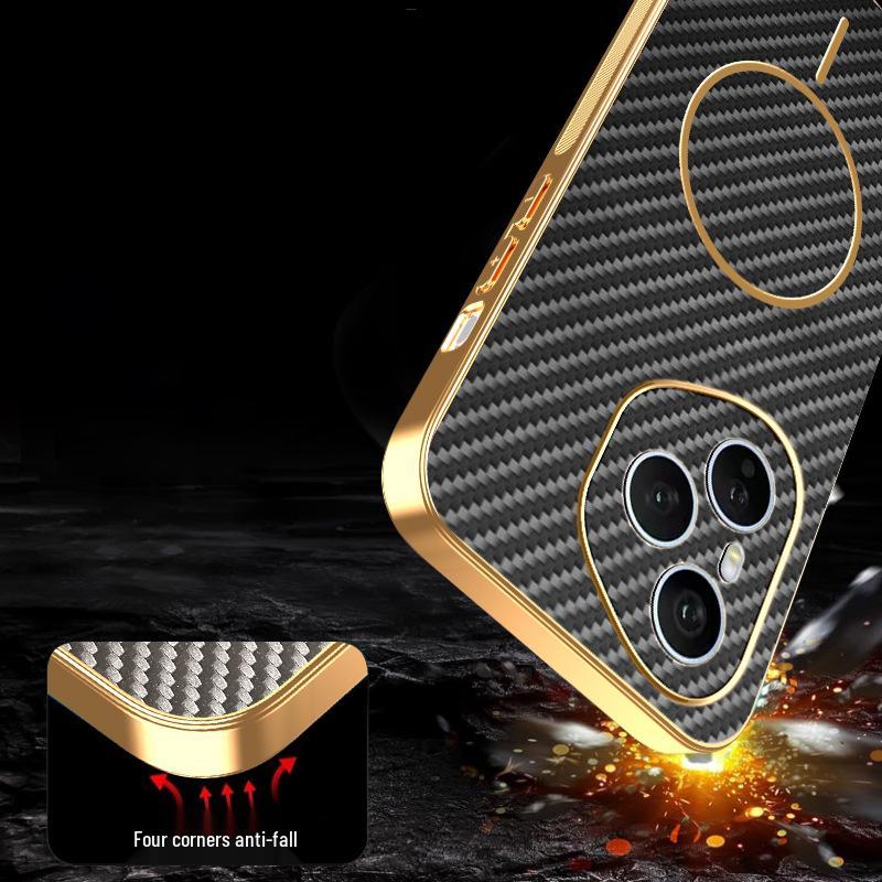 Honor 500Pro Case: Cross-border Magnetic Fiber Texture, X9C Electroplated Leather Style, Magic7