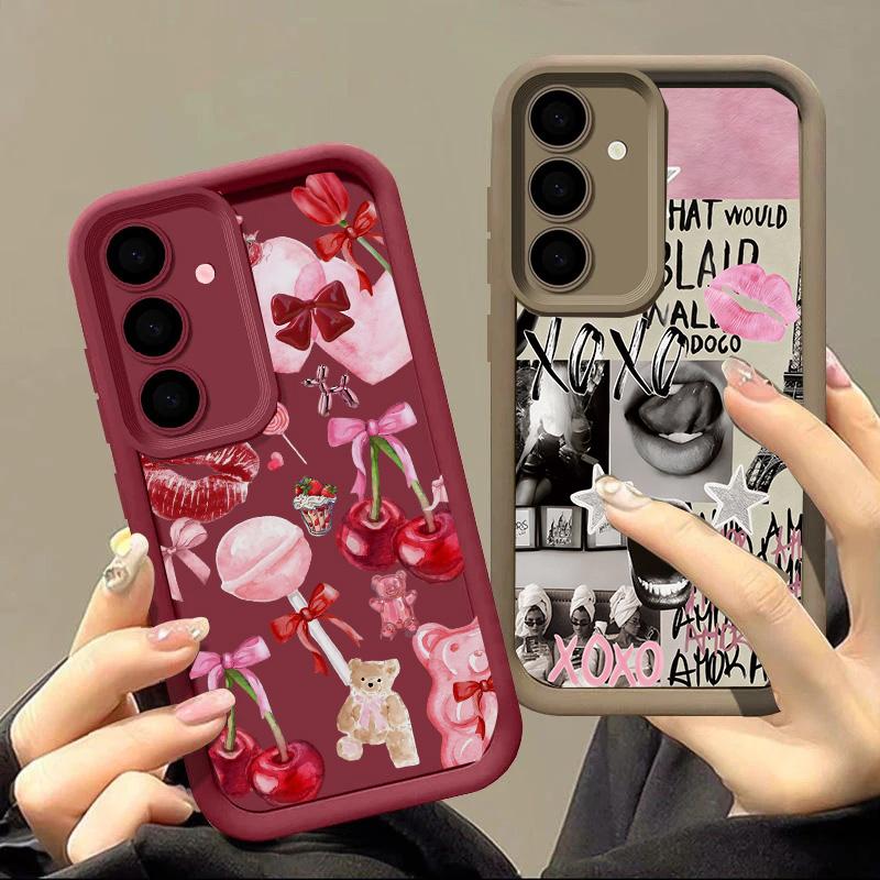 Creative Lip Print Phone Case For Samsung Galaxy S25 FE S26 S24 S23 S22 S21 S20 Plus Note 20 Ultra 5G S25 Plus S26 Ultra Cover